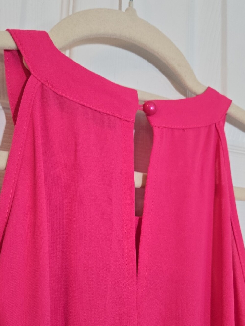 PrettyGarden New Hot Pink Pleated Halter Midi Dress Size Medium - Picture 7 of 9